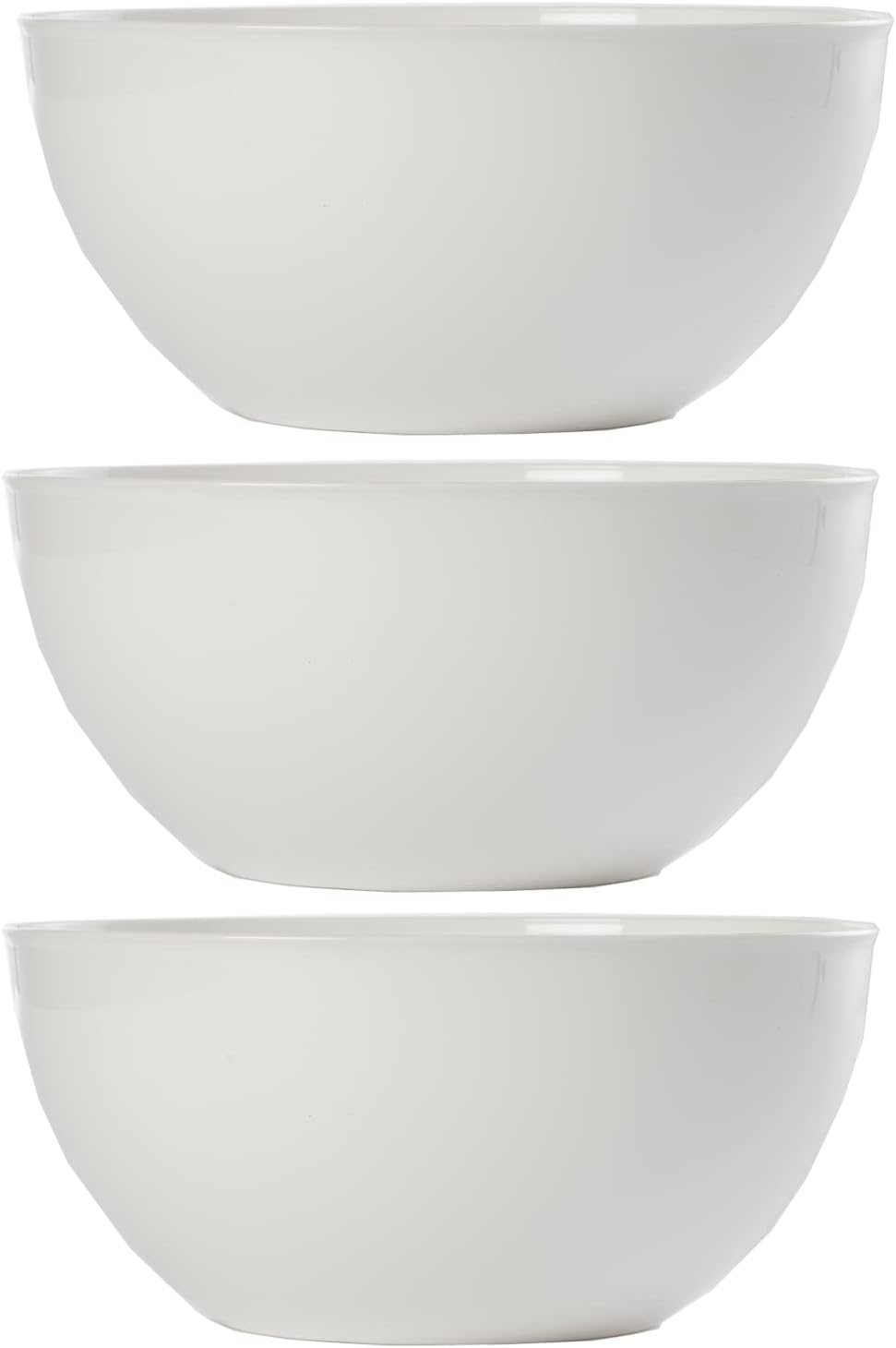US Acrylic Vista White Plastic Salad and Serving 10-inch Bowls | set of 3 | Reusable, BPA-free, Made in the USA | 135 oz. capacity